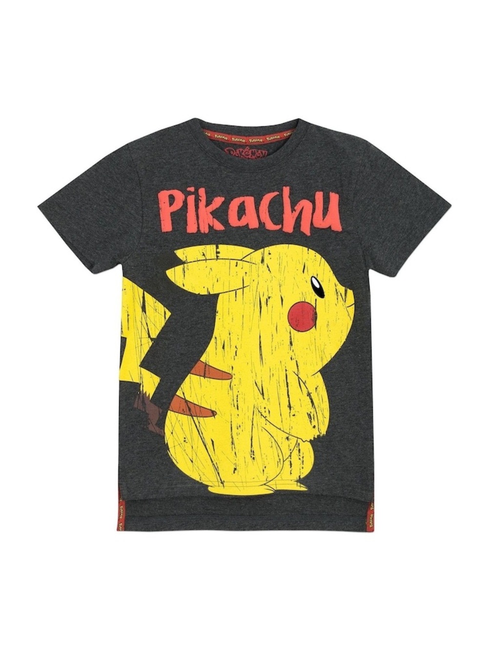 Pikachu Graphic Kids Tee - Charcoal Gray & Yellow